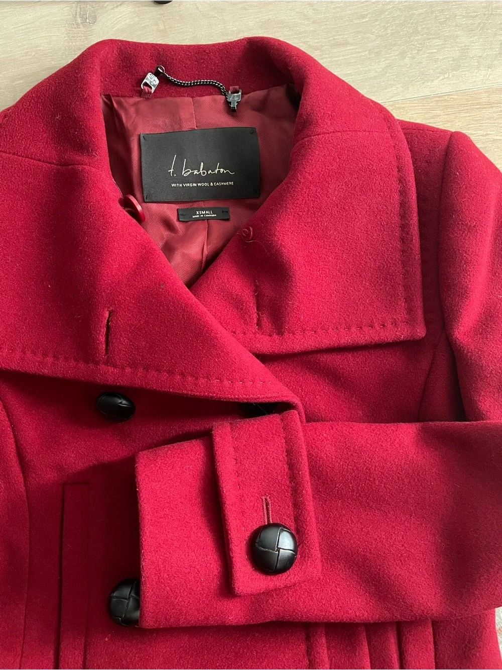 ARITZIA BABABTON Howell Red Pea Coat - Virgin Wool & Cashmere Blend - Picture 2 of 12
